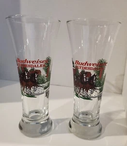 Pair Of 1999 Budweiser Clydesdales 12 oz Fluted Pilsner - Picture 1 of 9