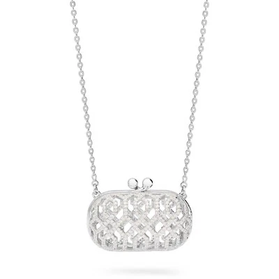 Collana lunga catena e ciondolo borsa clutch argento 925 zirconi Rosato RIC18  - Immagine 1 di 2