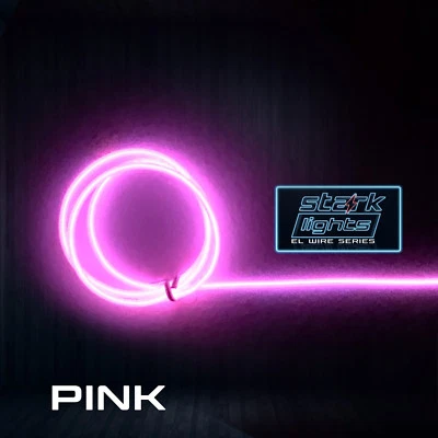 STARK Neon LED Light Glow EL Wire + Control String Strip Rope Tube 1.4mm Thick - PINK