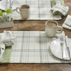 Dew Drop Placemat Set of 4 13x19 Green Plaid Park Designs - Picture 1 of 4
