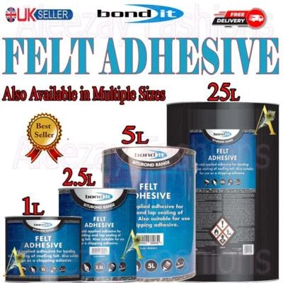 Bond It schwarz Filz selbstklebend Dachfilzwerkzeuge DIT Baugewerbe 1L/2,5L/5L/25L