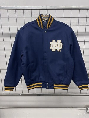 Notre Dame by JH Design;  Wool Jacket, Leather Logos & Quilted Lining. Size L - Image 1 of 4