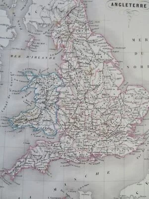 Inglaterra y Gales Reino Unido Londres Cardiff York Manchester Liverpool 1846 mapa Foto 1 de 4
