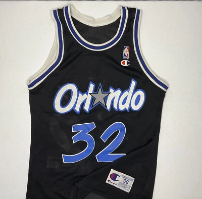 Vintage Champion Orlando Magic Shaquille O'Neil Jersey Shirt 90s #32 Black Sz 36 - Image 1 of 4