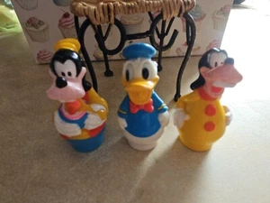 3 VINTAGE Disney 2 1/2" Goofy(2) Donald Duck Figures Cake Toppers ~preowned  - Picture 1 of 14