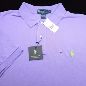 POLO RALPH LAUREN SHIRT -3XB BIG 3XL- PURPLE PIQUE MESH -NEON GREEN PONY GOLF - Picture 1 of 10