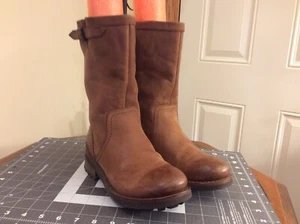 Bussola Size 37 EUR Brown Leather Buckle Zip 9.5" Shaft Mid-Calf Boots - Picture 1 of 10