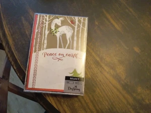 DaySprings christmas cards boxed 18ct. Peace on Earth glittery deer w verse - Picture 1 of 2