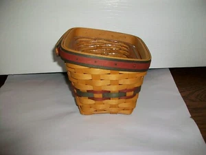 Longaberger Tapered Desktop Basket w/ 3 slot plastic protector-pen,pencil,paper - Picture 1 of 6
