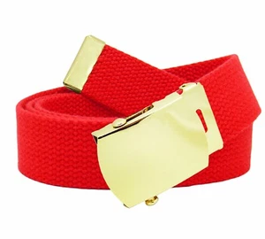 Build A Belt Men's Classic Gold Slider 1.25" Wide Buckle with Canvas Web Belt - Picture 1 of 24