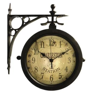 Infinity Instruments Wall Clock 12"Hx11"W Round Small Outdoor Analog Metal/Glass - Picture 1 of 5