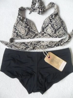 FAT FACE ETHNIC PRINT 1 SIZE BIGGER PUSH UP HALTERNECK BOYSHORTS BIKINI SIZE 12 - Image 1 of 4
