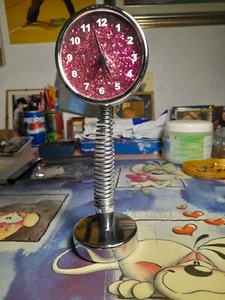 Orologio-SVEGLIA da tavolo con molla METALLO CROMATO--FUNZIONANTE - Foto 1 di 4