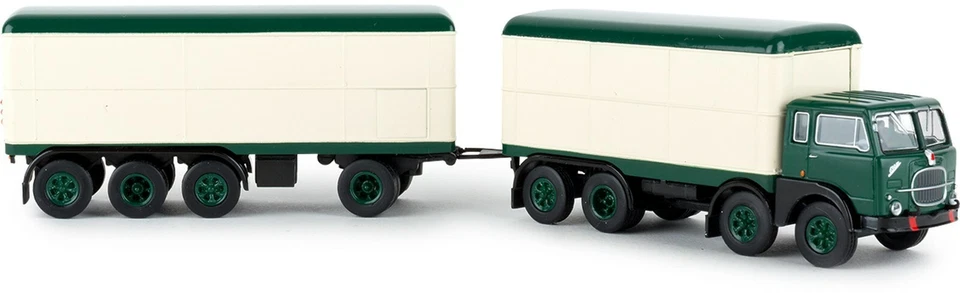 BREKINA 58422  Fiat 690 Millepiedi autocarro e rimorchio cassonato. VERDE  1:87 - Immagine 1 di 1