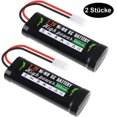 7,2V 5000mAh NI-MH Akku mit Tamiya-2P Stecker für RC Auto Boot Ersatzakkus NEU - Bild 1 von 4