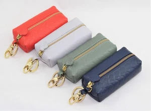 Llaveros De Mujer Estuche Bauletto En Piel Verdadera Rojo Coral Verde Azul - Imagen 1 de 11