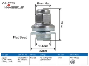 1 X OEM Style Wheel Nut Fits Jaguar XJ XF F-TYPE S-TYPE X-TYPE Genuine Alloys - Picture 1 of 1