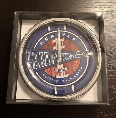 Sale! NFL Seattle Seahawks 12" Round Chrome Wall Clock Fan Cave Decor WH Cover