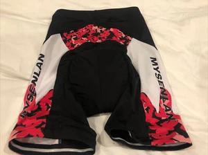 Mysenlan women small lycra black bike shorts with white floral pattern - Picture 1 of 8