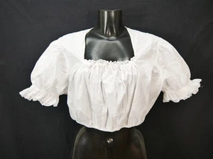 Gr.48 Dirndlbluse weiß Bluse für Dirndl Baumwolle mit Spitze B9605 - Bild 1 von 4