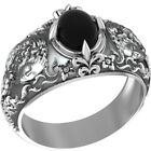 925 Sterling Silver Onyx Sun And Moon Star Ring Wedding Gift Jewelry