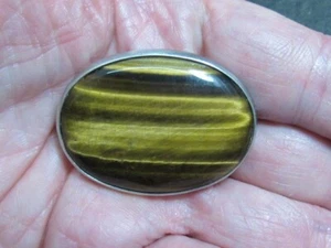 Broche ojo de tigre gris Malcolm de plata de ley - Imagen 1 de 8
