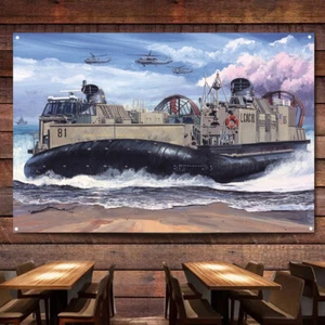 USMC Landing Craft Air Cushion (LCAC) Prints Art Flag Battleship Poster For Wall - Picture 1 of 5