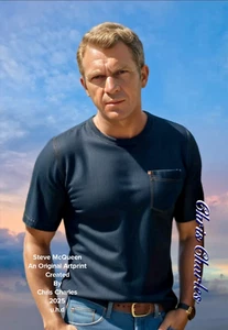 STEVE McQUEEN AN ORIGINAL ARTPRINT by Chris Charles A3 UHD PORTRAIT - Picture 1 of 1