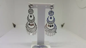 ORECCHINI A PENDOLO-PENDENTI IN ORO BIANCO 18KT 6 GRAMMI (3428) GIPSY STYLE - Foto 1 di 7