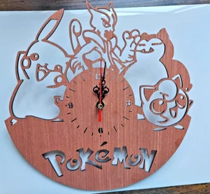 Pokemon Clock Laser Cut, Quartz, Gift, Home, Bedroom, Children, Fans, Cards, - Picture 1 of 2