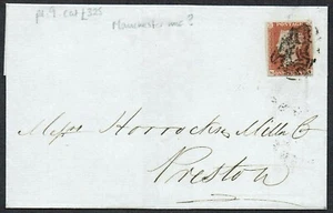 1841 1d Red-Brown Plate 9 MC Manchester to Preston Fine Used Cat.£375.00 - Picture 1 of 2