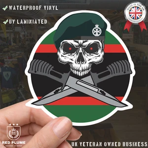 Royal Green Jackets (RGJ) Car Decal - Stylish Skull and Crossed Bayonets Design - Picture 1 of 5