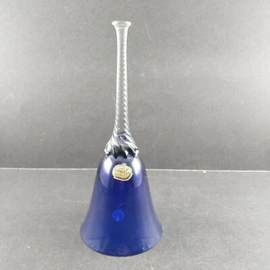 Campana Cristal Azul Cobalto con Mango Espiral Transparente Bohemia Glan Checoslovaquia 7.75" - Imagen 1 de 6