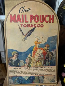 Vintage Mail Pouch Tobacco Cardstock Tombstone Advertising Sign Carl Percy Litho - Picture 1 of 8