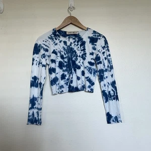 Lykke Wullf Tie Dye Cropped Long Sleeve Top Size Small - Picture 1 of 6