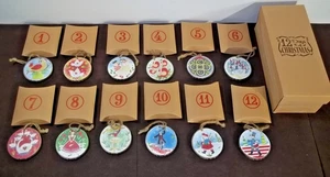 12 Days Of Christmas Rustic Looking Ceramic Ornaments Log Wood Design - Picture 1 of 4