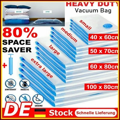 12er Vakuumbeutel Aufbewahrungsbeutel Vakuum Beutel Kleiderbeutel Kleidung - Bild 1 von 4