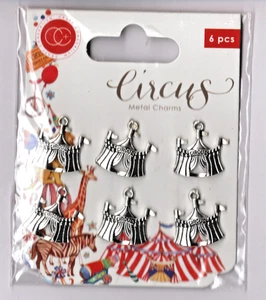Craft Consortium CIRCUS VINTAGE BIG TOP TENTS METAL CHARMS (6PC) scrapbooking - Foto 1 di 3