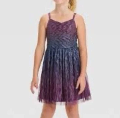 Girl’s Zenzi Sleeveless Purple Metallic Party Dress Size L (10/12) - Image 1 of 4