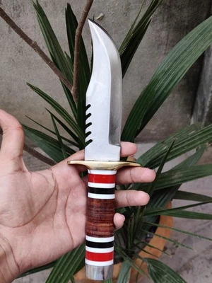 Handgefertigtes Jagdmesser 10" – Sägezahnklinge & Mehrfarbiger Griff - Bild 1 von 4