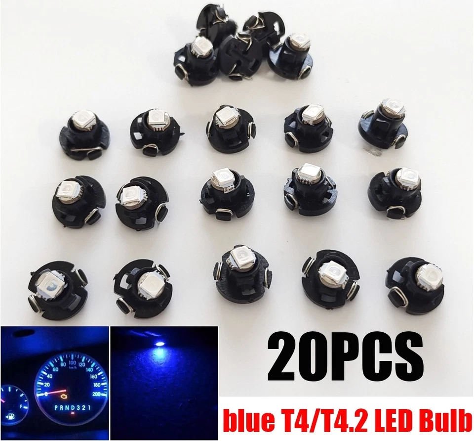 (20 piezas) Bombillas LED para instrumentos T4 T4.2 Luz 1SMD Neo Cuña Calibre Tablero Luces Azul Foto 1 de 4