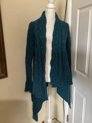 Suéter Sleeping On Snow Mujer Pequeño Azul Manta Cárdigan Cable Abierto Grueso Foto 1 de 4