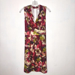 Vestido Ann Taylor Loft 8 Estampado Abstracto Lazo Atrás Fiesta Cóctel Boda Elegante - Imagen 1 de 8