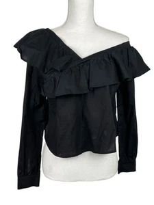Love Fire Damen Größe Small schwarz Langarm schulterfrei bauchfrei Bluse Top - Bild 1 von 16