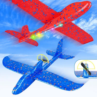 Electric Foam Airplane Toy, 2 Pack LED 15/25S Plane Toy for Boys, Outdoor Flying - Image 1 of 4