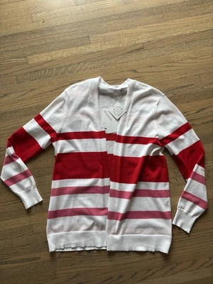 Verve Ami NWT red white pink Open Cardigan size L - Image 1 of 4