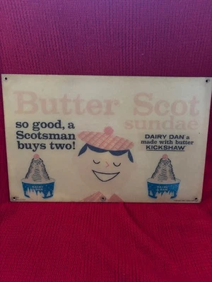 Letrero Dairy Dan 🍦🍦🍦¡Helado escocés de mantequilla! 🍦 Vintage🍦 Foto 1 de 4