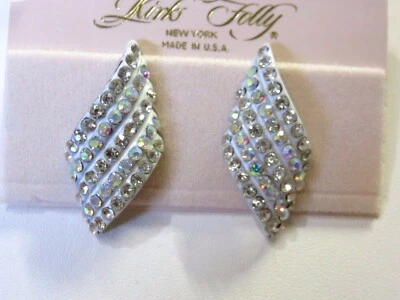  PENDIENTES KIRKS FOLLY POSITIVO POLLITO BLANCO CLIP NUEVOS CON ETIQUETAS Foto 1 de 2