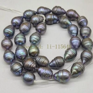 Perle naturali 10-12 mm nere coltivate acqua dolce perline sfuse 15" energia curativa - Foto 1 di 3