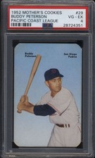 1952 Mother's Cookies #29 Buddy Peterson PSA 4 SP Padres 